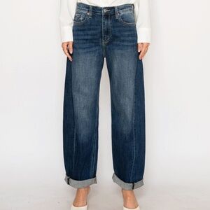 NWT ARTEMIS VINTAGE High Rise Relaxed Tapered BARREL JEANS in Dark Wash